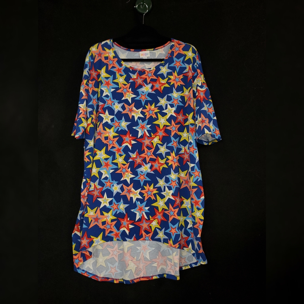 LuLaRoe Multicolor Star Print Irma Top XL